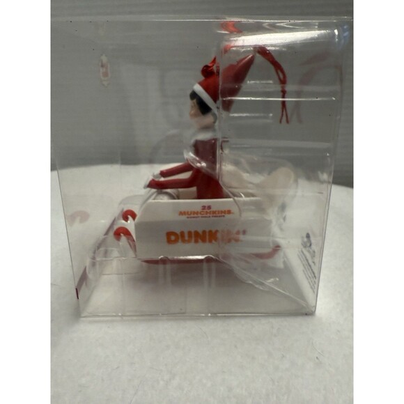NEW Dunkin Donuts Elf on the Shelf Christmas Ornament 2022 In Munchkin Sleigh - Picture 4 of 9